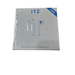 TWS-TRUE-WIRELESS-STEREO i12 EAR BUDS FOR AUTO PARING 5.0 WHITE NEW IN BOX